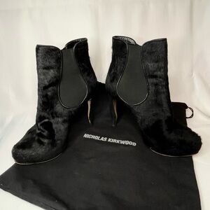 Nicolas Kirkwood Cowhide Platform Ankle Boots – Iconic Sculptural Heel – Size 37